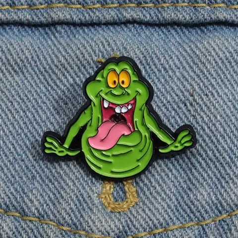 Ghostbusters Slimer Enamel Pin Alloy Brooch Pin Green Ghost Metal Brooch Pins Lapel Backpack Badge Fashion Jewelry Accessories Gift for Friends