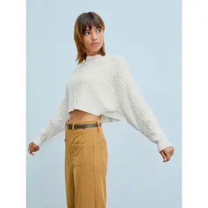 Cider [size 2-10] Solid Cable Knit Crop Top