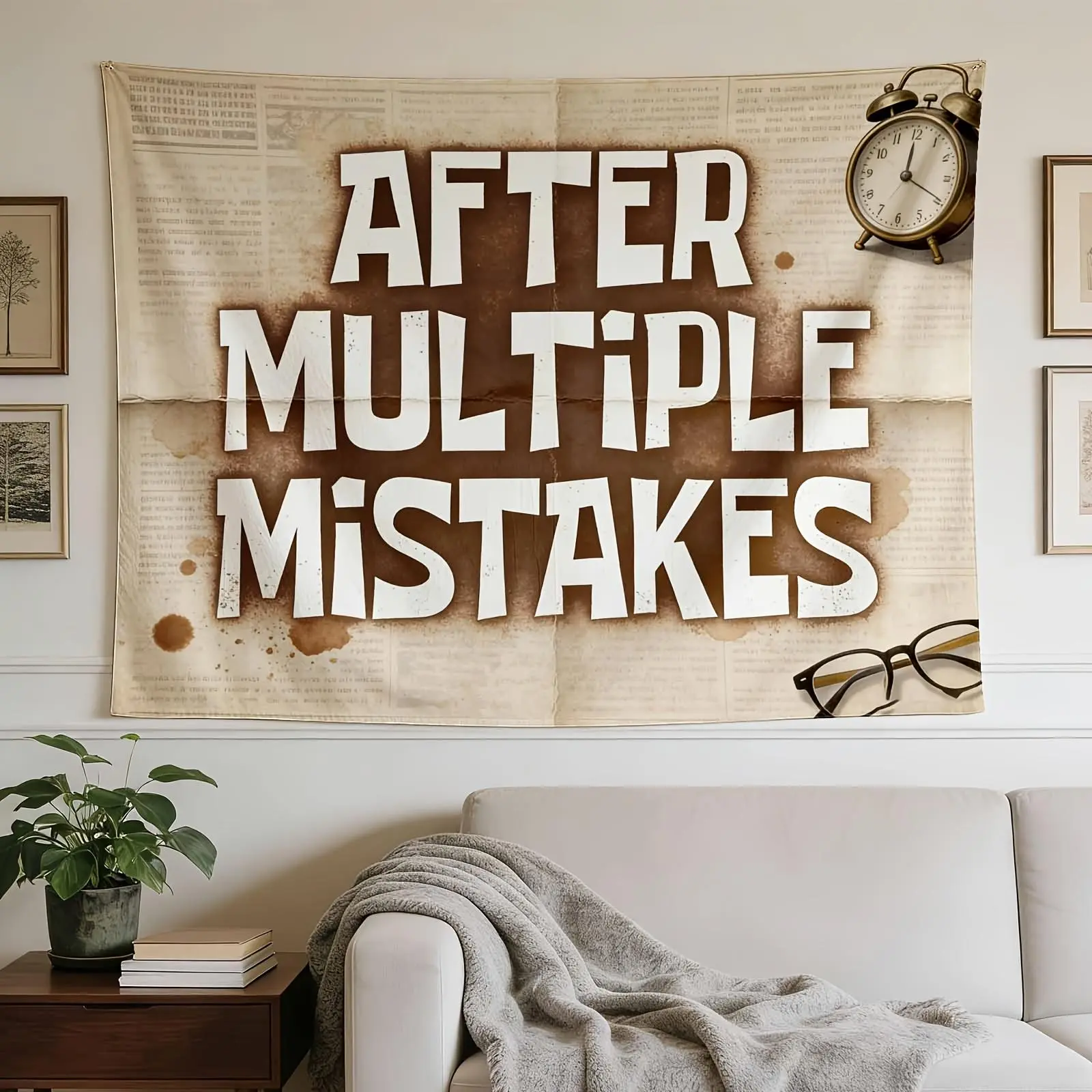 Horizontal Retro Newspaper Tapestry Wall Hanging - Grunge Style Suitable for Homes, Dorms, Bedrooms - Vintage Wall Decor with Horizontal Print - Fabric Hanging for Modern Minimalist Decor
