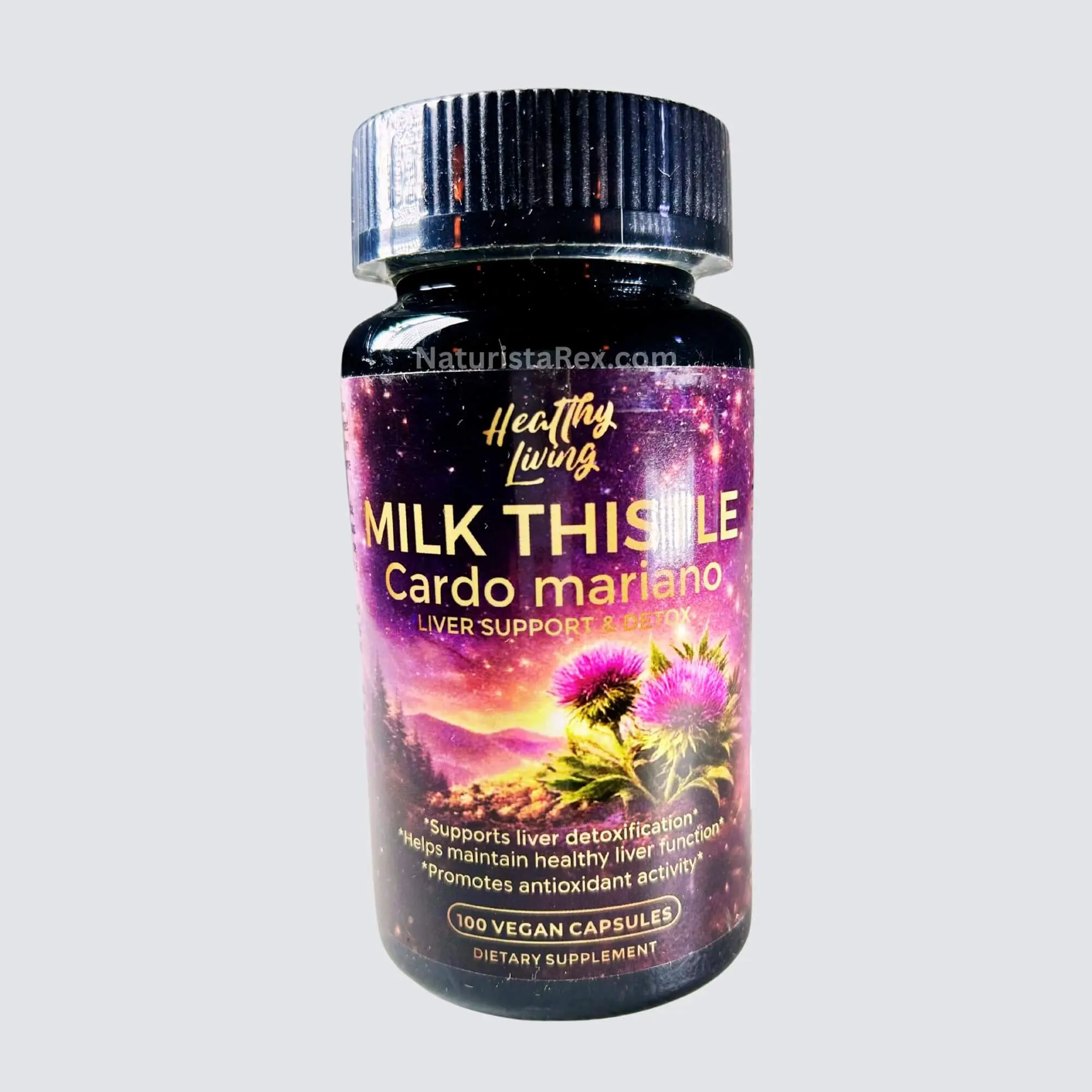 HealthyLVNG MILK THISTLE (Cardo Mariano) Liver Support & DETOX 100 Vegan Capsules