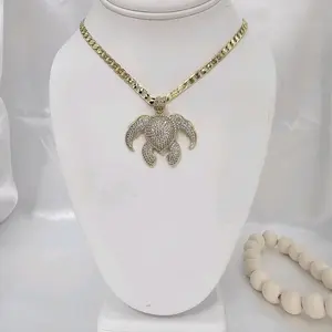 Valdiviajewery #2045 Turtle Necklace and Pendant 14k Gold Laminated High Quality