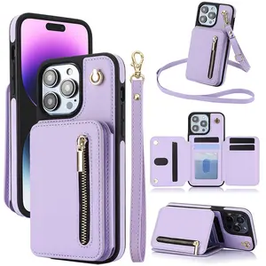 Strap-style card holder phone case, compatible with iPhone 17 Pro Max 16 Pro Max 15 Pro, SIM card slot, lanyard, and crossbody phone case for iPhone 14 Pro/15 Plus/13/12/11. Also compatible with Galaxy S25/S24 ULTRA/S23 and Galaxy A54/A53/A51.