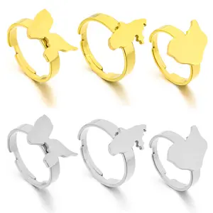 Fashion French Guiana Guadeloupe Martinique map ring men and women couple accessories adjustable ring