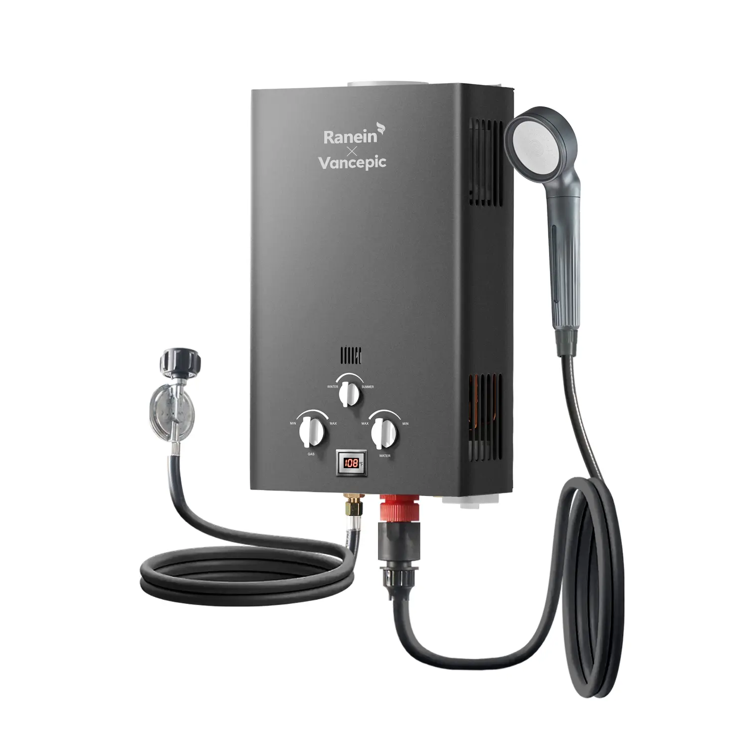 Ranein 8L Tankless Water Heater, Propane Gas, Outdoor Up to 2.11 GPM, 48,000 BTU On-Demand Instant Hot Water Heater Heating