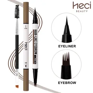 HECI BEAUTY Hair-like,Duo Eyebrow & Eyeliner Pen,Micro-Fork-Tip Applicator,Fast & Precise Makeup