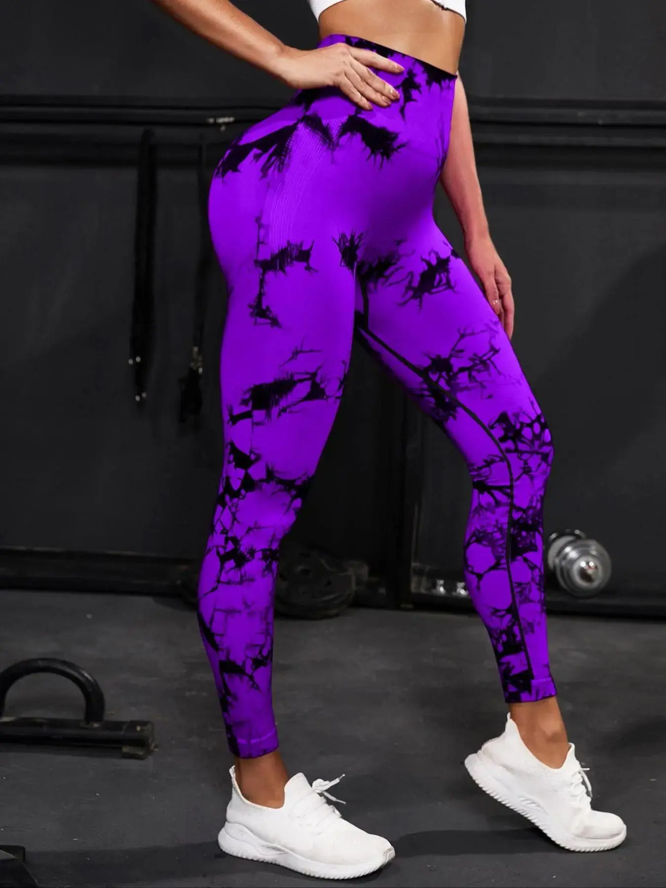 Women's Plain-Tie Dye Print High Waist Single Jersey Leggings for Women - Female All Seasons Skinny Sports Bottoms, Gym Workout Running Yoga Sportswear