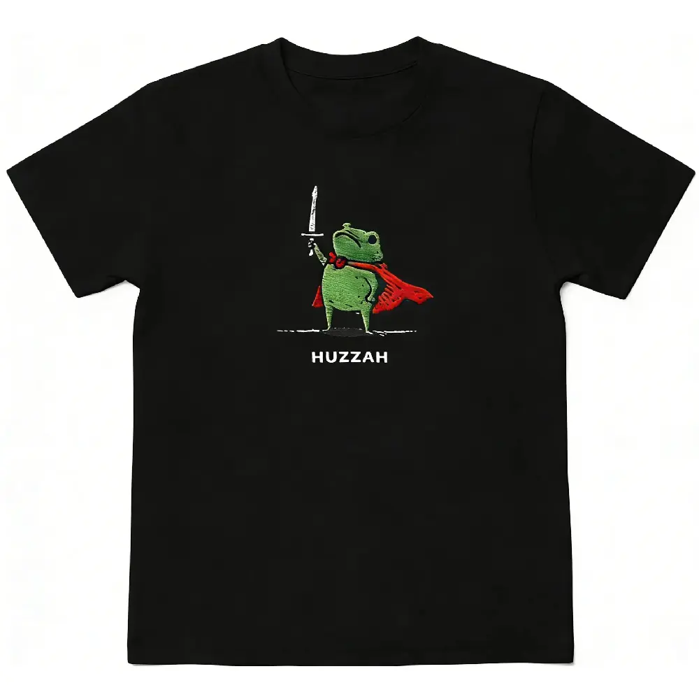 Huzzah Frog Renaissance graphic tees Faire Frog Funny DnD shirt Medieval Fantasy Gamer Gift y2k cotton fashion Streetwear Comfort Shortsleeve Casual Top Trending
