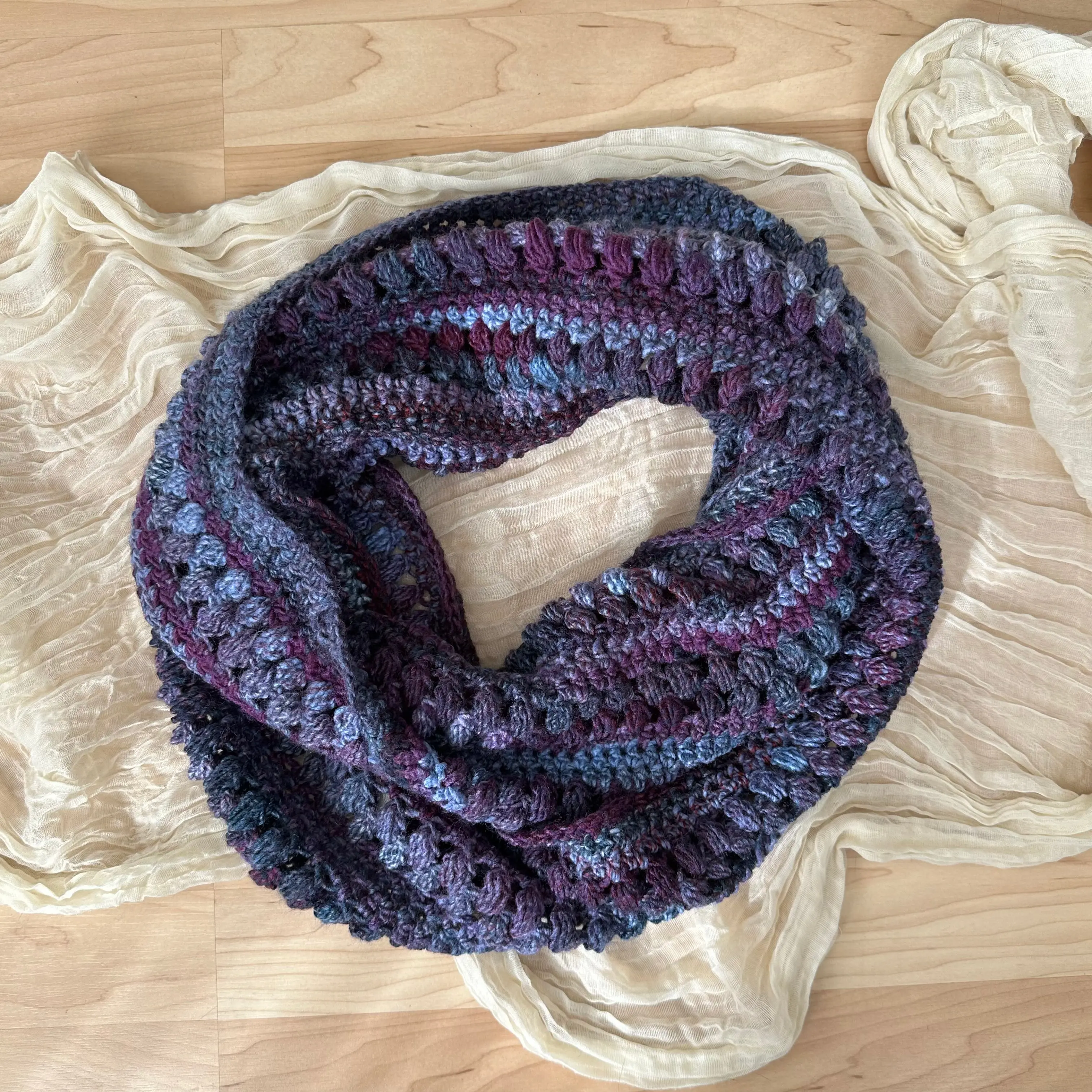 puff infinity scarf - purple multi