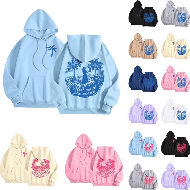 Blue Palm Puff Hoodie Light Blue color for Women 2025 Blue Graphic Hoodie Cute Preppy Sweatshirt Long Sleeve Drawstring Tops  For Women For Men Graphic Printed Shirt Gildan Shirt aquamarine blue