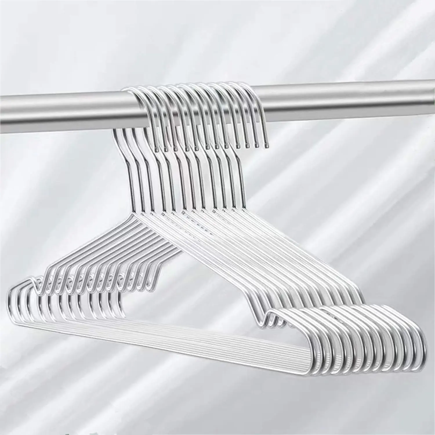 10 Pack Wire Hangers - Heavy Duty Stainless Steel Hangers with Non Slip Grooves - Space Saving Clothing Organizer - Organiser, Hanging Metal Plastic