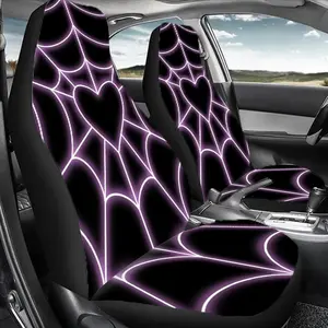 Spider Web & Heart Pattern Car Seat Cover, Automotive Seat Covers, Durable Car Seat Protector for Front & Rear Seats, Universal Car Interior Accessories for Women & Men