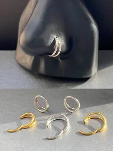 Nose Ring Hoops, Double Nose Ring Clicker, Surgical Steel Cartilage Tragus Daith Helix Conch Earrings, Body Piercing Jewelry for Women Men, Helix Pierced Ring