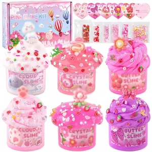 6 Pack Slimes, Pink Slime Kids, Cloud Slime kit for Girls Ages 8-12, Toys for Girls and Boys, for Kids Slime Set Party kit Goodie Bag Stuffers, 4 5 6 7 8 9 10 Year Old Girl Birthday Gift Cute Stuff