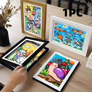 Kids Art Frames, 4×6/6×8/A4 Multi-Size Magnetic Front Opening Frame, Stackable Kids Artwork Display Storage Frame