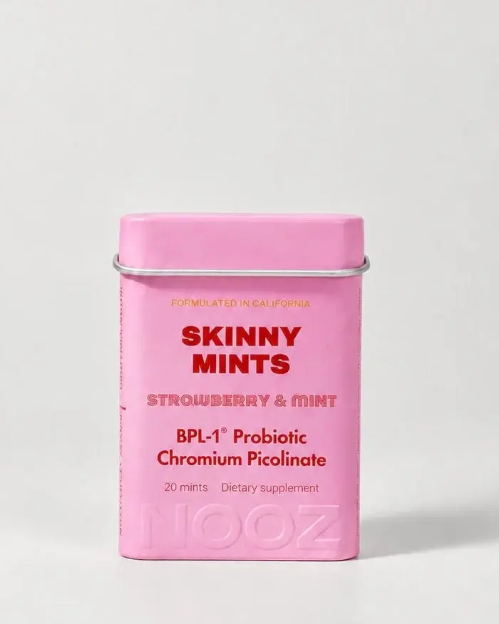 Skinny Mints Probiotic Prebiotic Wellness Supplement - Strawberry Flavor - 0-Sugar Functional Mints