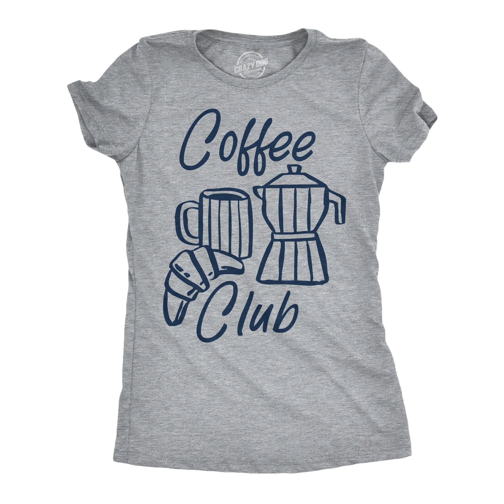 Womens Funny T Shirts Coffee Club Sarcastic Caffeine Lovers Tee For Ladies Funny Womens T Shirts Cute Vintage Fashion Casual Ladies T-Shirt Gift Funny Coffee Top Women's Novelty Tees Light Grey