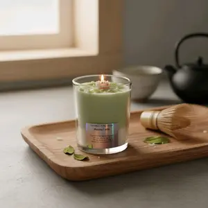 London After Dark Matcha Latte Wax Candle - Relaxing Green Tea Scented Home Decor Item with Aroma, Home Freshener for Cozy Atmosphere Decoration