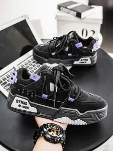 Men's Fashionable Lace Up Skateboarding Shoes, Casual Comfortable Breathable Sports Running Shoes, Male All-match Round Toe Shoes for Daily Wear, Outdoor Sneakers, Breathable Durable Shoes