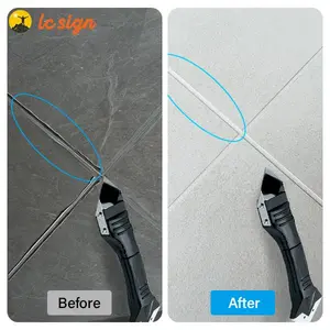 LC SIGN 3-in-1 Silicone Caulking Tool & Grout Removal Scraper, Stainless Steel Sealant Finishing Tool with 5 Replaceable Pads for Bathroom & Kitchen