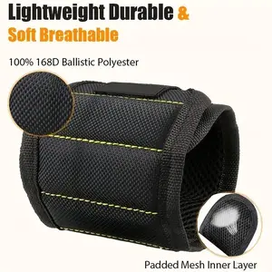 Magnetic Tool Wristband Adjustable Velcro Buckle, Stores Screws Nails Drill Bits, Breathable Design, DIY Gift for Men Fathers Husbands Grandfathers, Tool Organizer