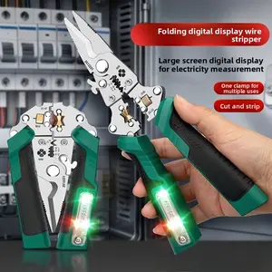 Digital Voltage Display Electrician Scissors, Multifunctional Sheet Metal Shear Wire Stripper Electrician Hand Pliers Tool