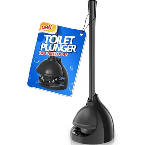Toilet Plunger with Holder Heavy Duty for 5.7-inch Toilet Drain Plunger and Holder Combo for Bathroom Cleaning Style 2