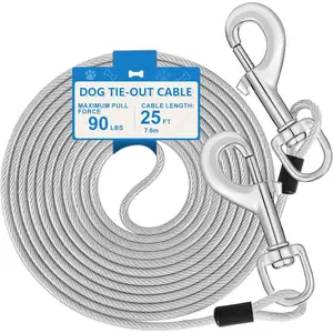Tie Out Cable, 15/25/40/50 FT Runner Cable with Swivel Hook,Dog Leash Run Tether for Yard Outdoor and Camping,for Small to Medium Pets Up to 250 LBS
