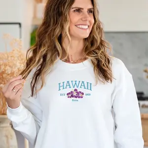 Hawaii Sweater embroidered. Fall and winter featuring beautiful embroidered flowers