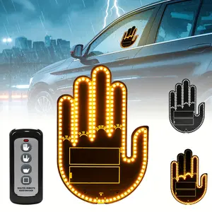 LED Car Gesture Light With Remote Control, USB/Battery Powered(Battery Not Included), 4 Lighting Modes, Auto-On/Off,Acrylic Car Window Finger Light