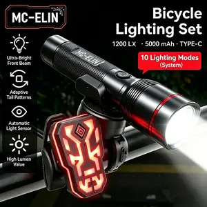 Super Bright Rechargeable LED Flashlight + Bicycle TailLight Set Aluminum Alloy High  Lumens With 4 Lighting Modes Handheld Zoomable Flashlight,7 Vibrant  Colors and multiple dynamic  modes taillights