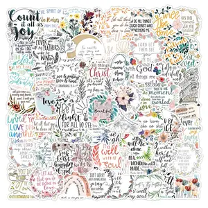 Bible Verse Sticker, 100pcs/set Waterproof Self Adhesive Decor Paper, Decor Sticker for Gift Greeting Card Water Bottle Laptop Phone