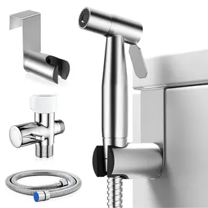 Handheld Toilet Bidet Sprayer for Toilet-Adjustable Water Pressure Control with Bidet Hose for Feminine Wash, Stainless Steel Brushed Nickel Bidet Faucet Cloth Diaper for Baby Wash outdoorfun