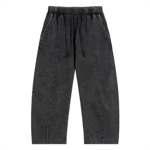 Snow Wash Drawstring Cotton Pants
