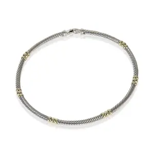 Pre-owned NY154723 David Yurman Yellow Gold And Sterling Silver Metro Necklace