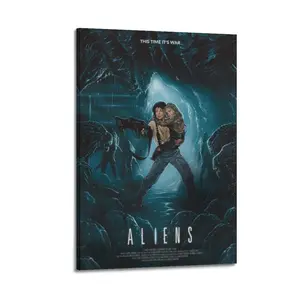 Alien Poster for Bedroom Aesthetic Canvas Wall Art Living Room Posters Painting Picture Print Modern Family Decor Artist Bathroom Poster