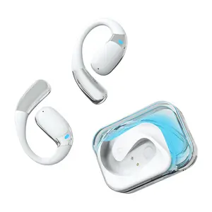 Wireless Ear-Hook Headset - Sports Bluetooth Earbuds with Magnetic Charging Case, Transparent Shell Ice Blue Light, IPX4 Water Resistant, Audio Electronic for Gym, Running, Cheap & Stylish