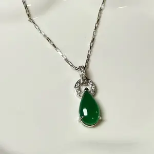 925 Sterling Silver Green Emerald Pendant Necklace