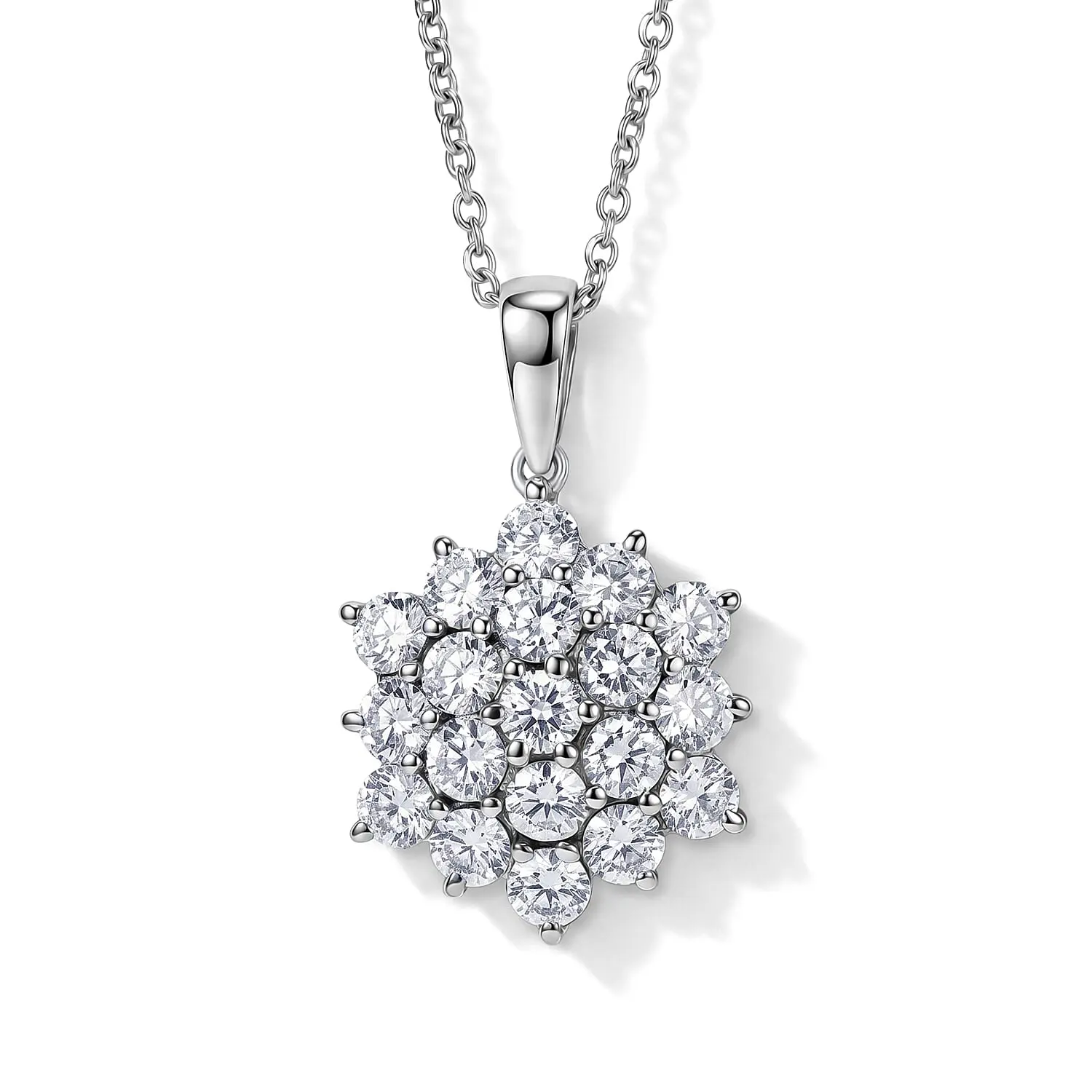 EverTrue Simulated Diamond Pendant Necklace (20 Inches) in Stainless Steel 4.75 ctw