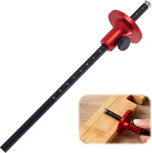 Aluminum Alloy Wheel Marking Gauge with Micro-Adjustment - Precision Woodworking Dovetail Marker , Dual MM/Inch Scale, Anti-Roll Base, Carbide Scriber, Joinery Layout Hand Measuring Tool