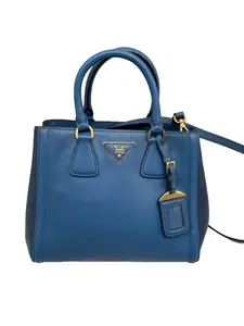 Pre-owned PRADA Vintage Blue Saffiano Leather Handheld & Crossbody Tote Bag/FYXS01121107/1107