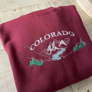 Colorado Embroidered Sweatshirt, Colorado sweatshirt, Colorado Mountain Sweatshirt-Colorado Spring