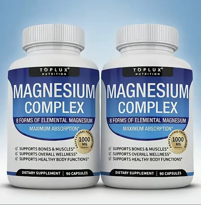 Magnesium Complex 1000mg Supplement – 8 Forms Including Glycinate, Citrate, Malate & Taurate for Muscle, Bone, Energy & Recovery Support, Vegan Non-GMO, 90 Capsules (2 pack)