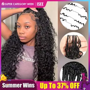 [NEW ARRIVAL] ISEE HAIR Crochet Human Hair Natural Black & Highlight Burmese Curly Designed for Miracle Knots Pre Separated 50g/Pack Knotless Boho Braids Vacation Hair Plush Texture Time Saving Wear #ISEECrochetNewArrivals #SummerVibes,summerwins