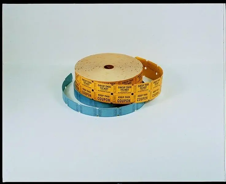 School Specialty 042462 Single Stock Roll Ticket, 1 L x 2 W In. - Yellow, Pack 2000