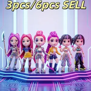 KPop Figurine Set 3/6-Piece Anime Model Toys for Home Collections Office Desk Display Perfect Gift for Boys and Girls with Vibrant Hair and Unique Outfits Collector Set