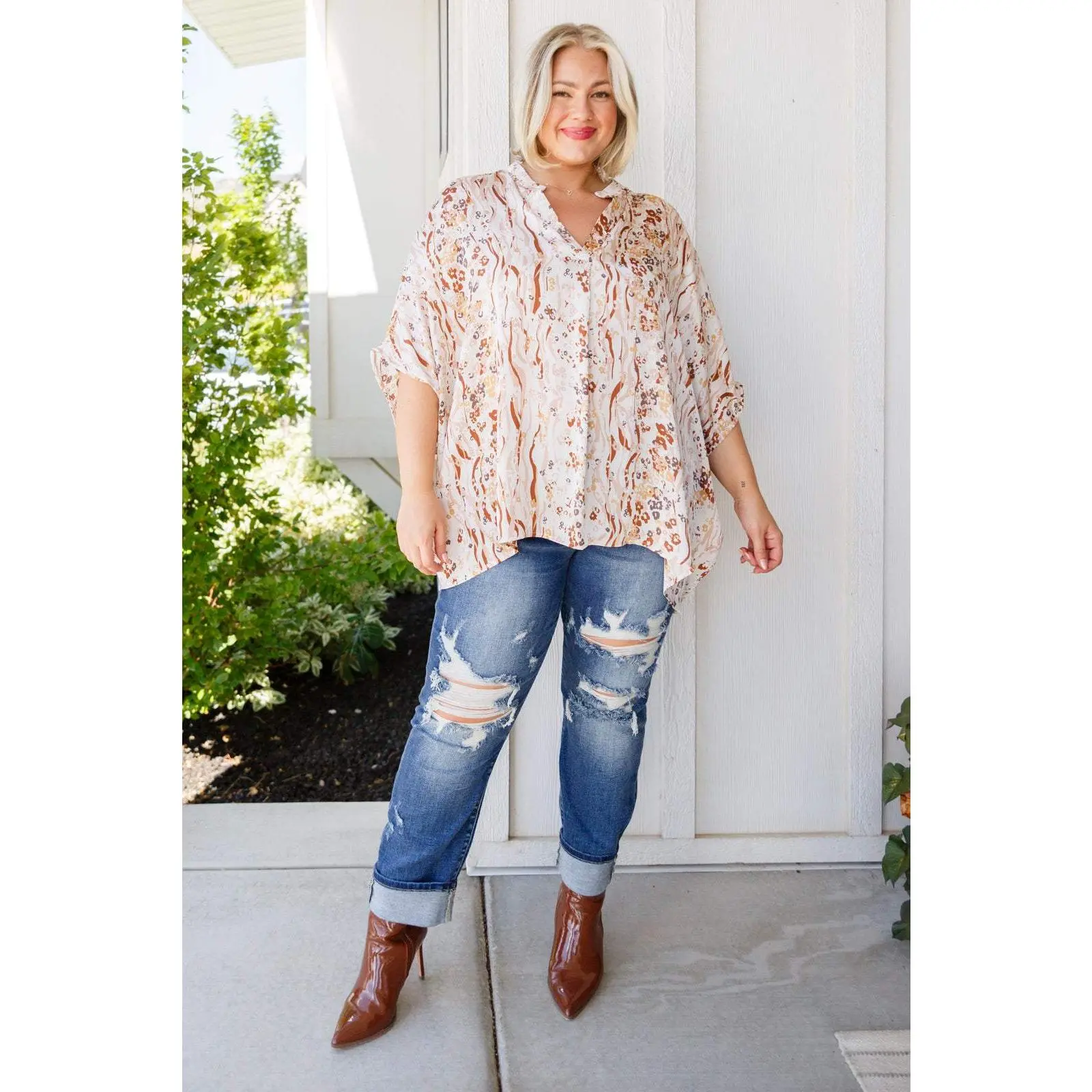 Take a Chance Mixed Print Top