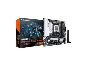 GIGABYTE B840M GAMING PLUS WIFI6E AMD AM5 mATX Motherboard, Support Ryzen 9000/8000/7000 Series, 8+2+2 Power Phase, DDR5, 2x M.2, PCIe 4.0, USB-C 3.2 Gen 1, WiFi 6E, GbE LAN, EZ-Latch, 3-Year Warranty