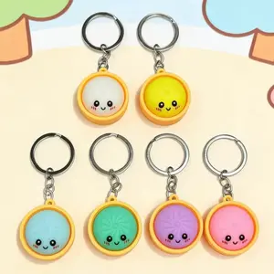Gift for Her/Him Keyrings Pack, 6/12pcs Cute Dumpling Keychains Bulk for Classroom Prizes Goodie Bag Stuffers, Bun Dumpling with Steamer Keyrings Ornaments Bag Charms Pendants for Birthday Mother's Day Gifts, Treasure Chest Box Prizes