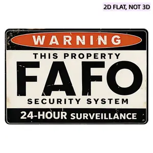1PC Vintage "FAFO Security System" Warning Metal Sign Retro Rustic Funny Property Protection Wall Decor, Western Decor, For Indoor & Outdoor Use in Man Cave, Garage, Bar, Home Office, Farmhouse, Durable Decor & Humorous Gift