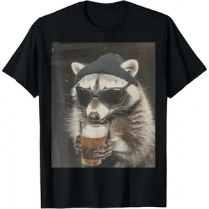 Funny Gangster Raccoon Drinking Beer Trashed Panda Meme T-Shirt